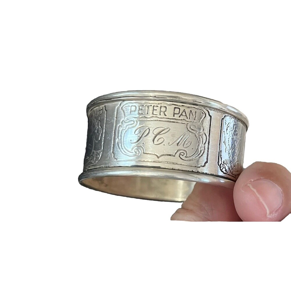 Peter Pan Tinkerbell Sterling Silver Napkin Ring Serviette Holder Monogrammed